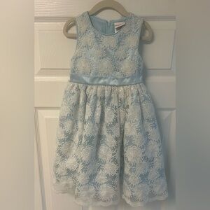 Elegant Blue and White Lace Kids Dress